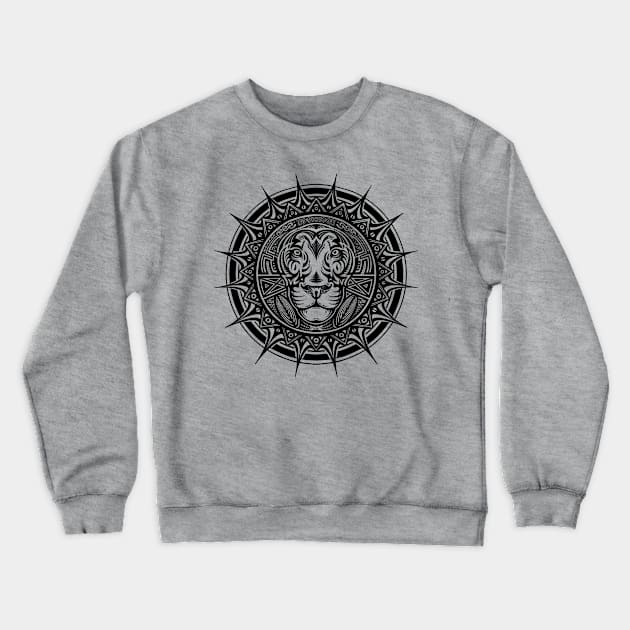 Black Head lion tribal Crewneck Sweatshirt by nelateni